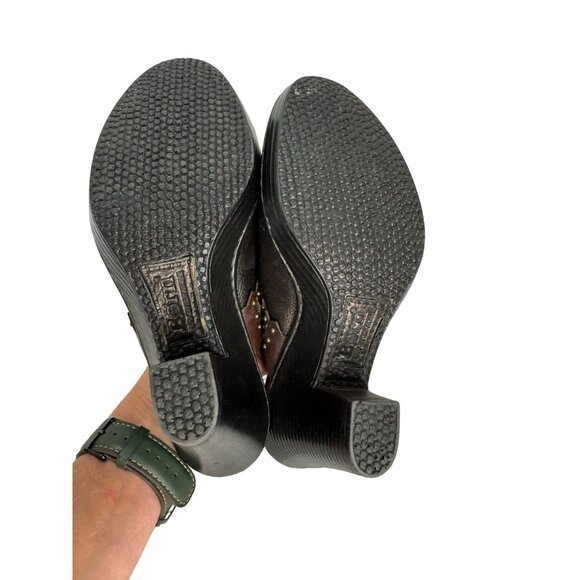 Born Women's Brown Leather Studded Clog Mule Size 8 Metallic Slip On Shoes Boho - Picture 4 of 10
